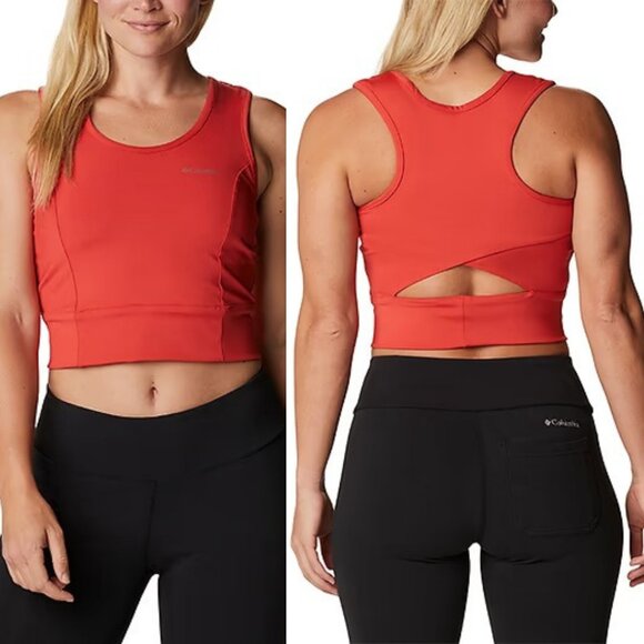 Columbia Women's Windgates II Cropped Top In Tan/Red Hibiscus Size XS - Picture 1 of 5